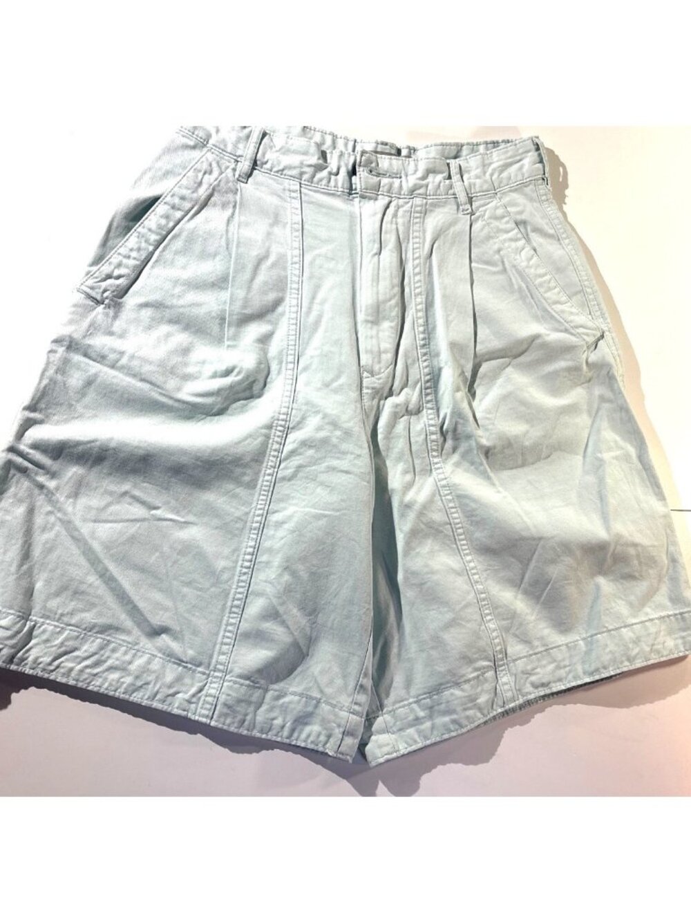 Everlane Womens Organic Cotton Pleated High-Waisted Shorts Size 2 Sage Green